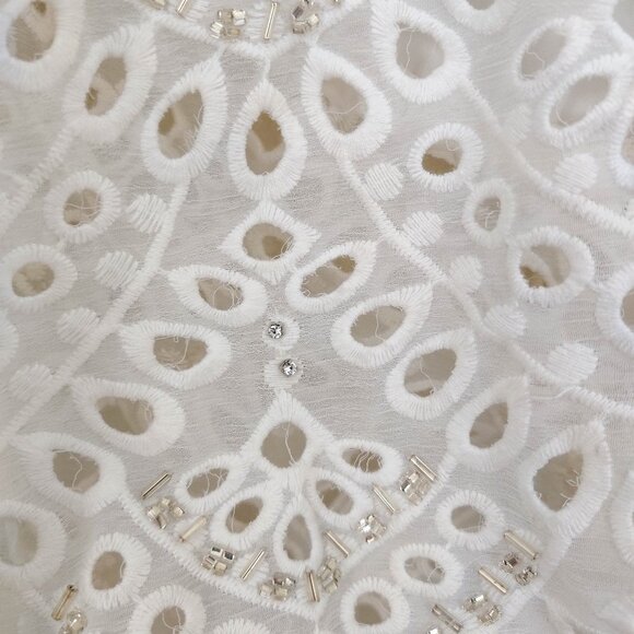 PatBo Embellished Eyelet Kimono Top in White 8 NWT - Picture 6 of 12